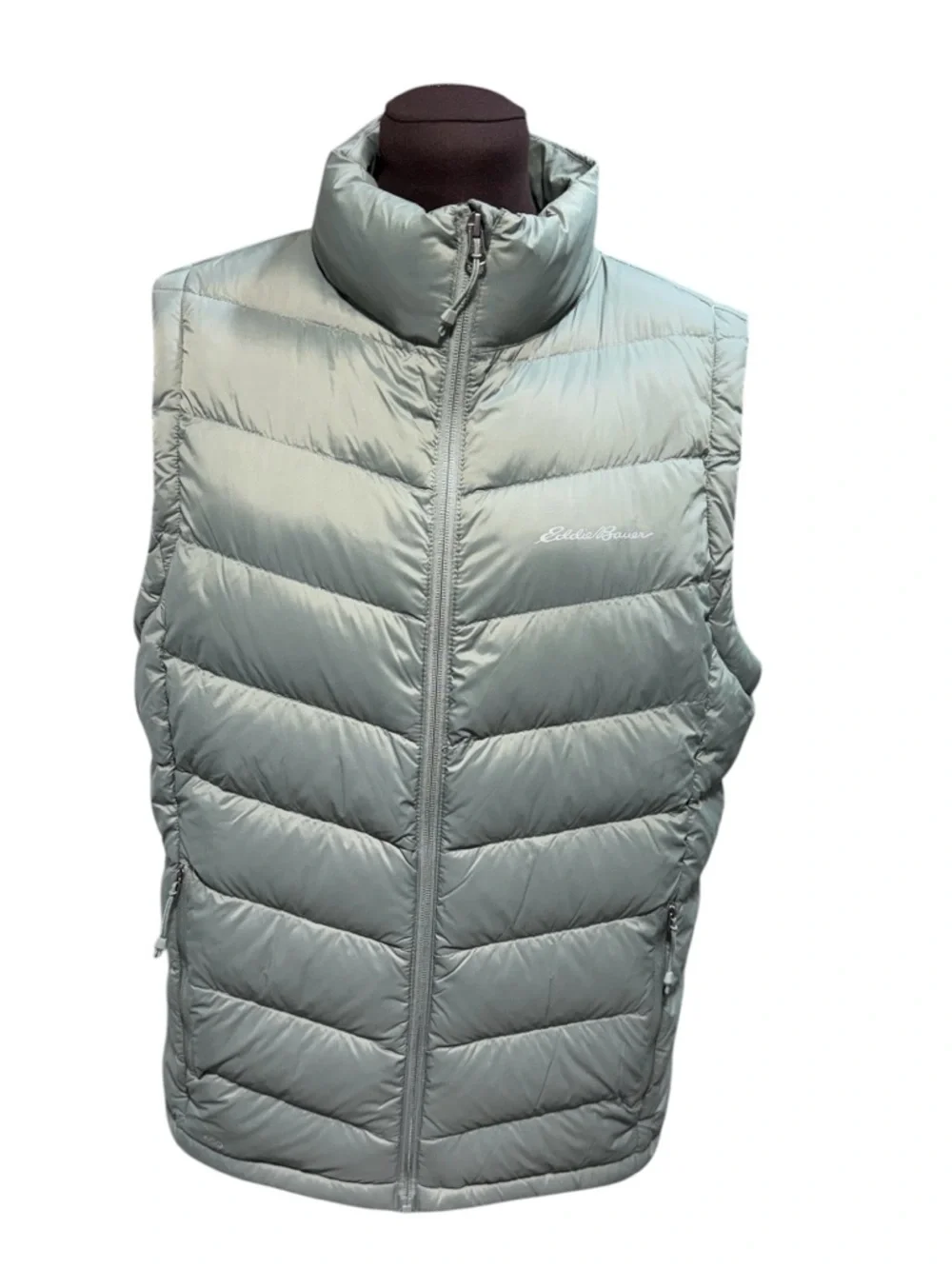 Eddie Bauer CirrusLite Down Vest Womens Sz L Olive Green 650 Fill Puffer Jacket - Picture 1 of 10